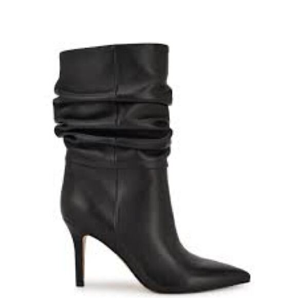 Nine West Sleek Black Heeled Boots with Slouchy Shaft and Pointed Toe SZ 9M - Picture 1 of 7
